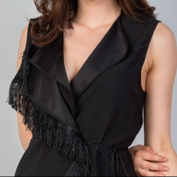 Edgy Black Vest - Women's Classy Work Chic - Picture 4 of 5